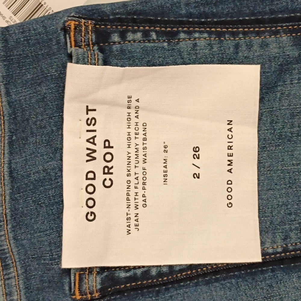 GOOD AMERICAN Good Waist Cropped Shadow Pocket Jeans size 2 ๐ - Picture 8 of 15